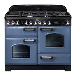 Falcon Classic Deluxe 110 Dual Fuel in Stone Blue with chrome trim - Cooktops