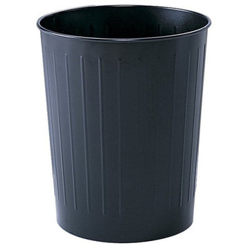 Safco 6 Gallon Round Steel Trash Can in Black (Set of 6)