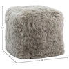 Shorn Sheep Fur Upholstered Pouf, Light Grey