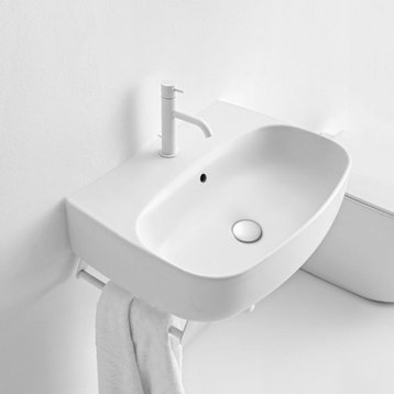 Nolita 5341 Bathroom Sink with Three Faucet Holes in Glossy White