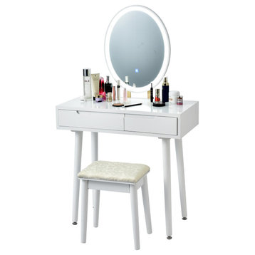 Costway Vanity Makeup Table Touch Screen 3 Lighting Modes Dressing Table Set