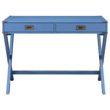 Writing Desk With 2 Drawers, Blue