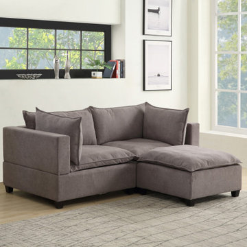 Madison 83.5" Fabric Sectional Loveseat Ottoman