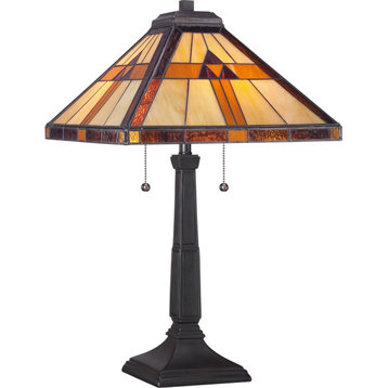 Roseto QZLMP306 Tiffany 2 Light 23" Tall Table Lamp - Bronze Patina