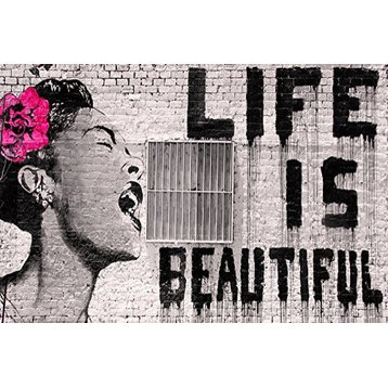 Canvas, Life Is Beautiful by Bansky, 12"x18"