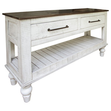 Crafters and Weavers Avalon Rustic Farmhouse 2 Drawer Console Table - White