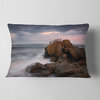 The Fantasy Island with Large Rocks Seashore Throw Pillow, 12"x20"