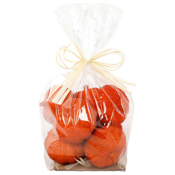 8 Pcs Beaded Pumpkins In Pvc Bag (Orange)