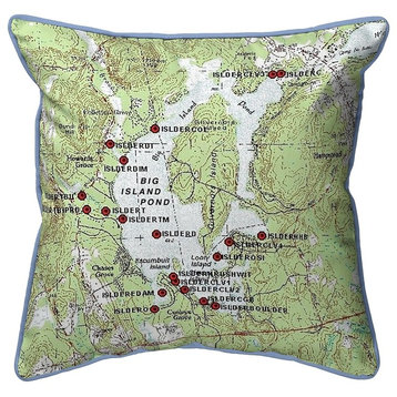 Betsy Drake Big Island Pond, NH Nautical Map Small Corded Indoor/Outdoor Pillow