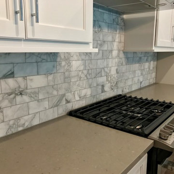 Koch Cabinets Prairie Painted White Maple MSI Fossil Grey Cambria Summerhill