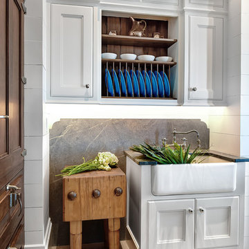 Ocean Marsh Residence- Kitchen Prep Niche and Vintage Icebox