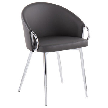 Claire Chair, Silver Metal, Gray PU
