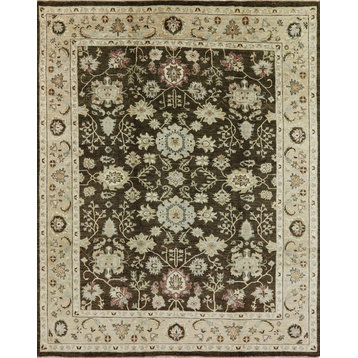 8'x10' Brown Oushak Style Peshawar Quality Chobi Hand Knotted Area Rug H9394