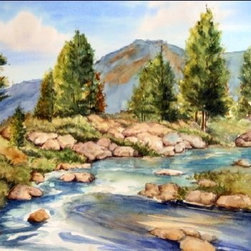 "Truckee River Bends"  16x20 Watercolor on paper. - Paintings