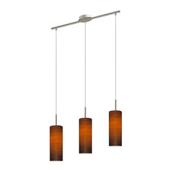 Eglo Brown Sugar 3-Light Hanging Matte Nickel Island Light - Kitchen Island Lighting