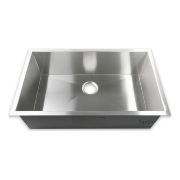 Luxier 32"x19" Undermount Single Bowl Stainless Steel Kitchen Sink, 18 Gauge