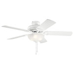 Kichler - Kichler 52" Sutter Place Select Ceiling Fan 339501MWH - Matte White - This 52 inch Sutter Place Select fan features soft lines and clean detailing. Showcased with a Matte White finish and a White Alabaster Glass accent, this fixture will beautifully enhance your home.
