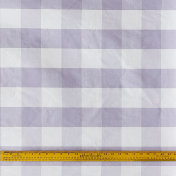 Light Purple And Ivory Gingham Checks Cotton Fabric By The Yard Shower Curtain