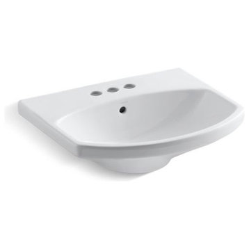 Kohler Cimarron Bathroom Sink with 4" Centerset Faucet Holes, White