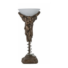 The Messenger Table Lamp, Casted Bronze, Alabaster Centrifuged Glass