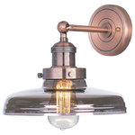 Maxim Lighting International - Mini Hi-Bay 1-Light Wall Sconce, Antique Copper, With Bulb - Create a welcoming space with the Mini Hi-Bay Wall Sconce. This 1-light wall sconce is finished in antique copper with glass shades and shines to illuminate your living space. Hang this sconce with another (sold separately) to frame your mantel or a doorway.