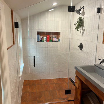 Custom Frameless Glass Shower Door for Sloped Ceiling Bathroom