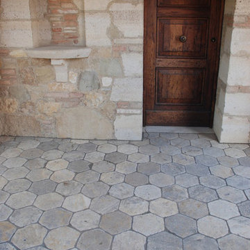 Stone Floor – Antique, Reclaimed Limestone ‘hexagon’ tiles & Pavers
