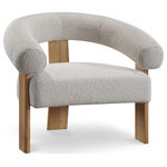 Meridian Furniture - Winston Boucle Fabric Upholstered Accent Chair, Cream - Give your room a distinctly modish look when you bring home this Winston boucle fabric accent chair. This handsome chair has a true mid-century modern design with its rounded back and wooden frame. Cream boucle fabric is soft to the touch and durable too, so it gives the chair longevity and resistance to damage. Solid wooden legs form a strong foundation for this pretty seat that's perfect for the living room, bedroom or other area.