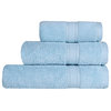 A1HC Bath Towel Set, 100% Ring Spun Cotton, Ultra Soft, Chambray Blue, 3 Piece Towel Set