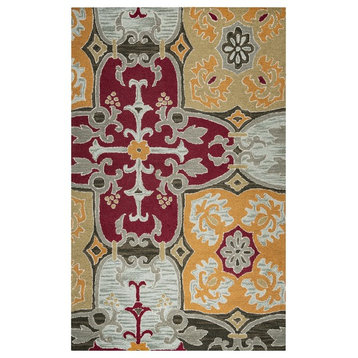 Rizzy Home Country CT1015 Multi-Colored Ornamental Area Rug, Rectangular 5'x8'