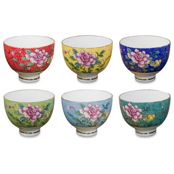 Chinese Style Porcelain Tea Cups, 6-Piece Set