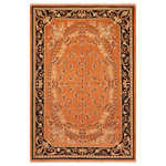Bareens Designer Rugs - Bohemien Ziegler Krysta Rust Black Hand-Knotted Wool Rug - 6'3'' x 8'10'' - Enhance the ambiance of your home with this magnificent Persian-influenced Turkish hand-knotted rug made by skilled artisans capable of creating the most exceptional vegetable dyes and hand-spun wool. This exquisite handmade rug is a one-of-a-kind Peshawar Kafkaz, otherwise identified as Chobi, Chobi Peshawar, Oushak, or Ziegler rug. These handmade rugs are crafted in Pakistan utilizing superior-quality wool imported from Australia, New Zealand, and Korea in two types of weaves: the Persian weave and the Mori weave. This rug is meticulously crafted by hand using the finest natural vegetable dyes extracted from local plants. The artisans use a blend of hand-spun local and fine merino wool, resulting in a rug with a compelling texture, higher lanolin content, and longer staple. The artisans occasionally incorporate natural or artificial silk into the pile to enhance specific motifs. The finished product is an awe-inspiring execution of flawless design and an understated palette that exudes elegance.