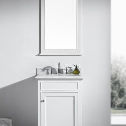 24 inch White Bathroom Vanity Set with White Carrera Marble Top - Bathroom Vanities And Sink Consoles