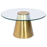 Meridian Furniture - Glassimo Glass Top Coffee Table, Brushed Gold Finish - Catch the eye in an instant with this Glassimo coffee table. This beautiful table features an elegant design that's destined to garner its fair share of oohs and ahhs from everyone who sees it. The glass top allows full view of the brushed gold finish, making this metal table a show stopper from every angle. It's chic and sleek on its own, or pair it with the matching Glassimo end table for even more stares.