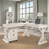 Pemberly Row 60W L Shaped Desk with Drawers in Linen White Oak - Engineered Wood
