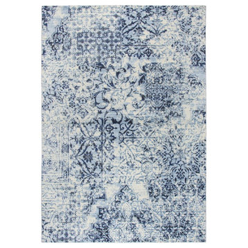 Alora Decor Swagger 5'3"x7'6" Distress Patch work Ivory/Blue/Dk Blue Area Rug