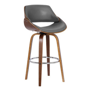 Edy Swivel 26 Mineral Finish And Grey Faux Leather Bar Stool Industrial Bar Stools And Counter Stools By Hedgeapple