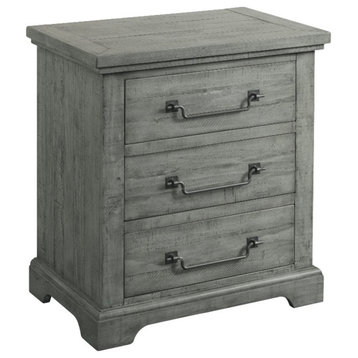 Beach House Solid Wood Dove Gray 2 Drawer Nightstand