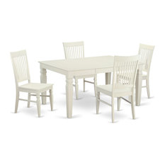West5-Whi-W, 5-Piece Dining Room Set, Dining Table and 4 Dining Chairs