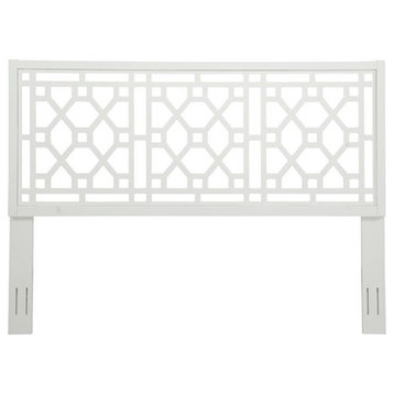 Bowery Hill Transitional Chippendale Wood Headboard - King in White