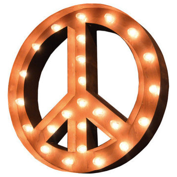 Iconics Peace Symbol Marquee Light, Steel