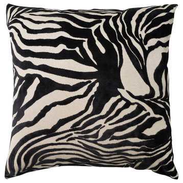 Nourison Home 18"x18" Sofia Jaquard Zebra Velvet Black Throw Pillows