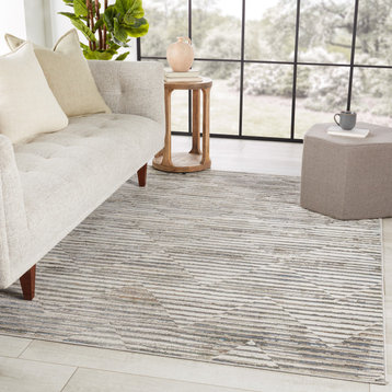 Vibe by Jaipur Living Wilmot Stripes Gray and Light Blue Area Rug 6'7"x9'6"