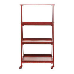 3-Tier Cherry Red Shelf with Casters - Furniture