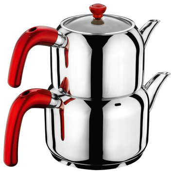 Hascevher Stainless Steel Turkish Teapot Team, Induction Compatible, 3.5 Liters