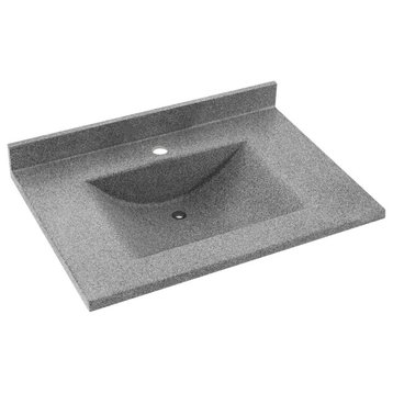 Swan Contour Solid Surface Bathroom Vanity Top, Gray Granite