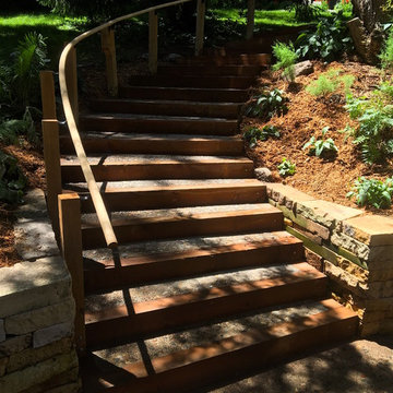 Exposed aggrigate Timber Stairs Lake Minneotnka.