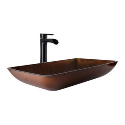 Genoa Rectangular Glass Bathroom Sink with Faucet & Drain - Bathroom Sinks