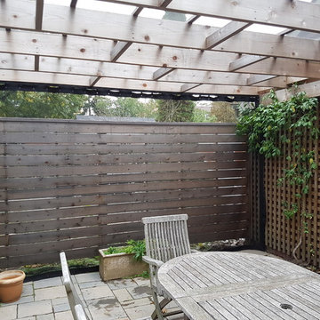 Outdoor Curtains in an Etobicoke backyard Pergola
