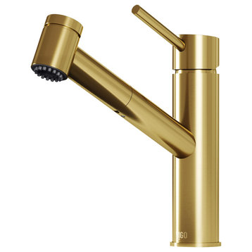 VIGO Branson Pull-Out Spray Kitchen Faucet, Matte Brushed Gold